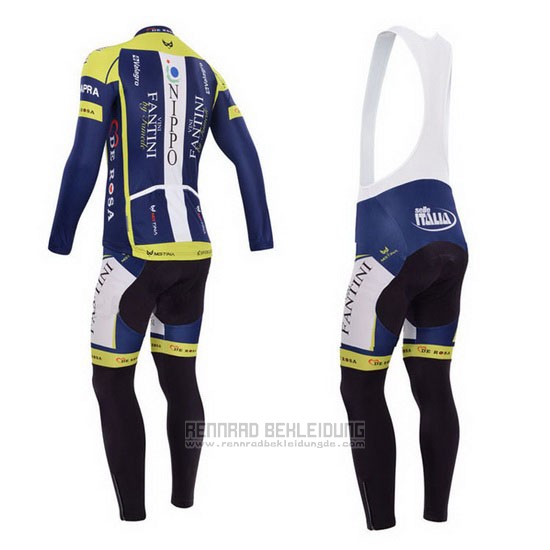 2014 Fahrradbekleidung Vini Fantini Grun und Blau Trikot Langarm und Tragerhose